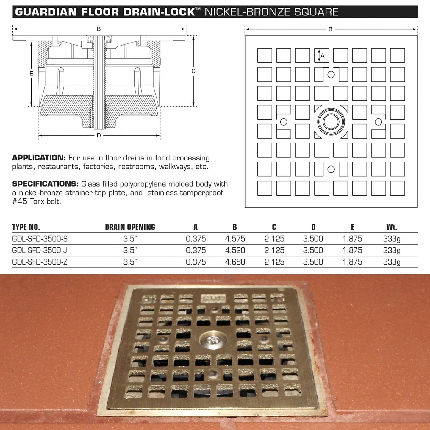 Guardian FLOOR Drain-Lock Square