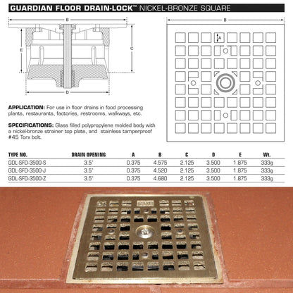 Guardian FLOOR Drain-Lock Square