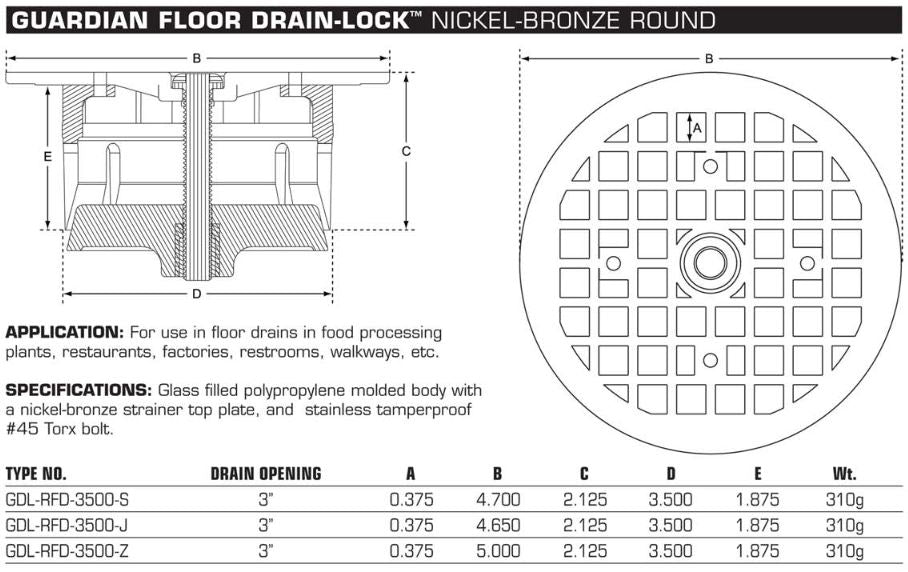 Guardian FLOOR Drain-Lock Round