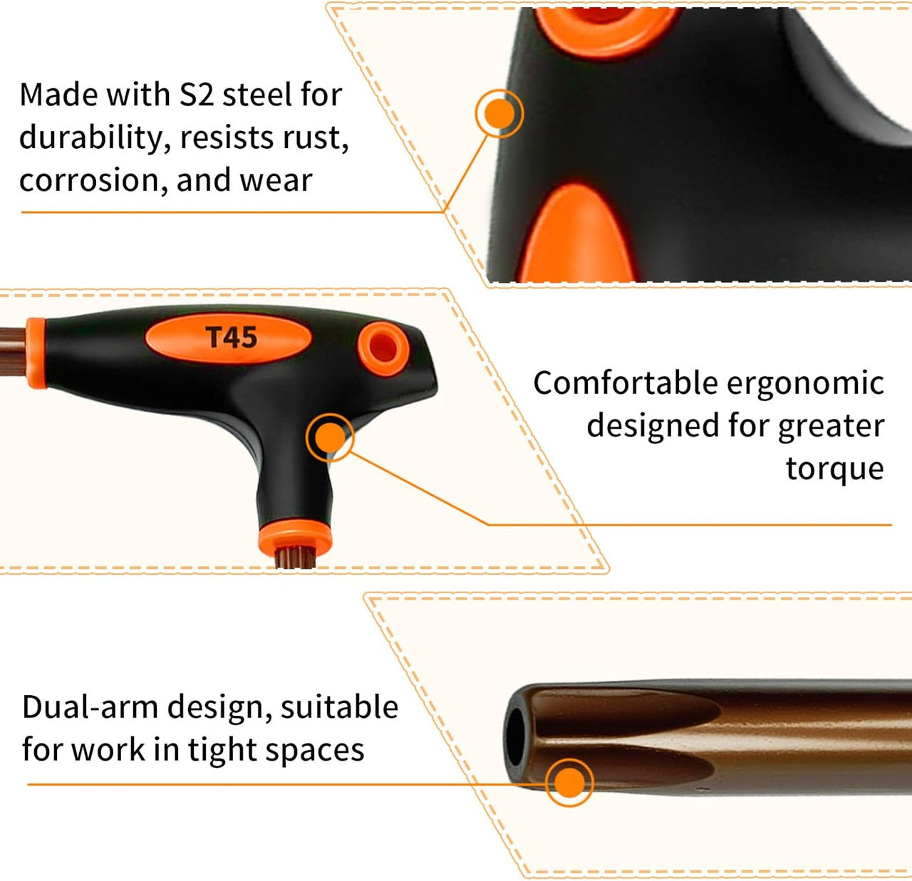 T-Handle Wrench for T45-Security Torx Drain Lock